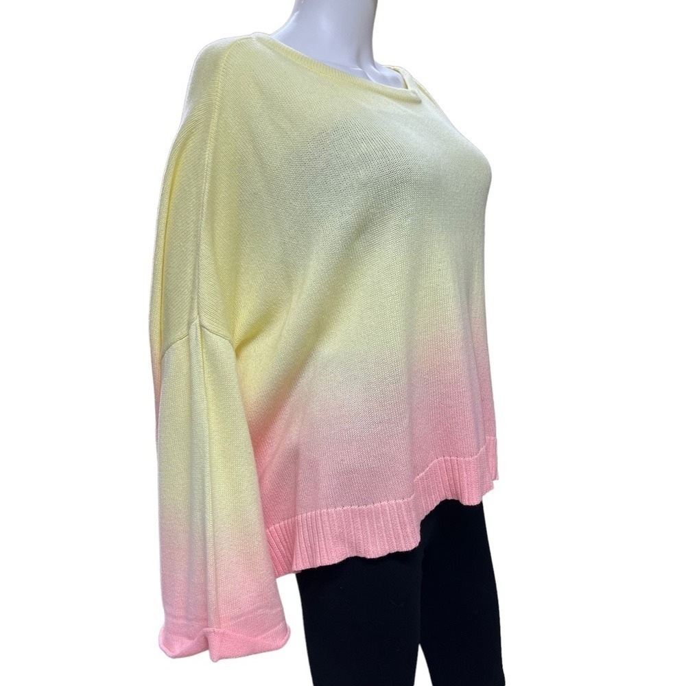 New Mustard Seed Sweater Ombre Gradient Yellow Pink Bell Sleeve‎ Women Medium - Picture 2 of 12